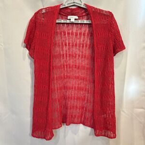 Coldwater Creek Womens Cardigan Linen Blend Open Knit Beachy Western Large 19668